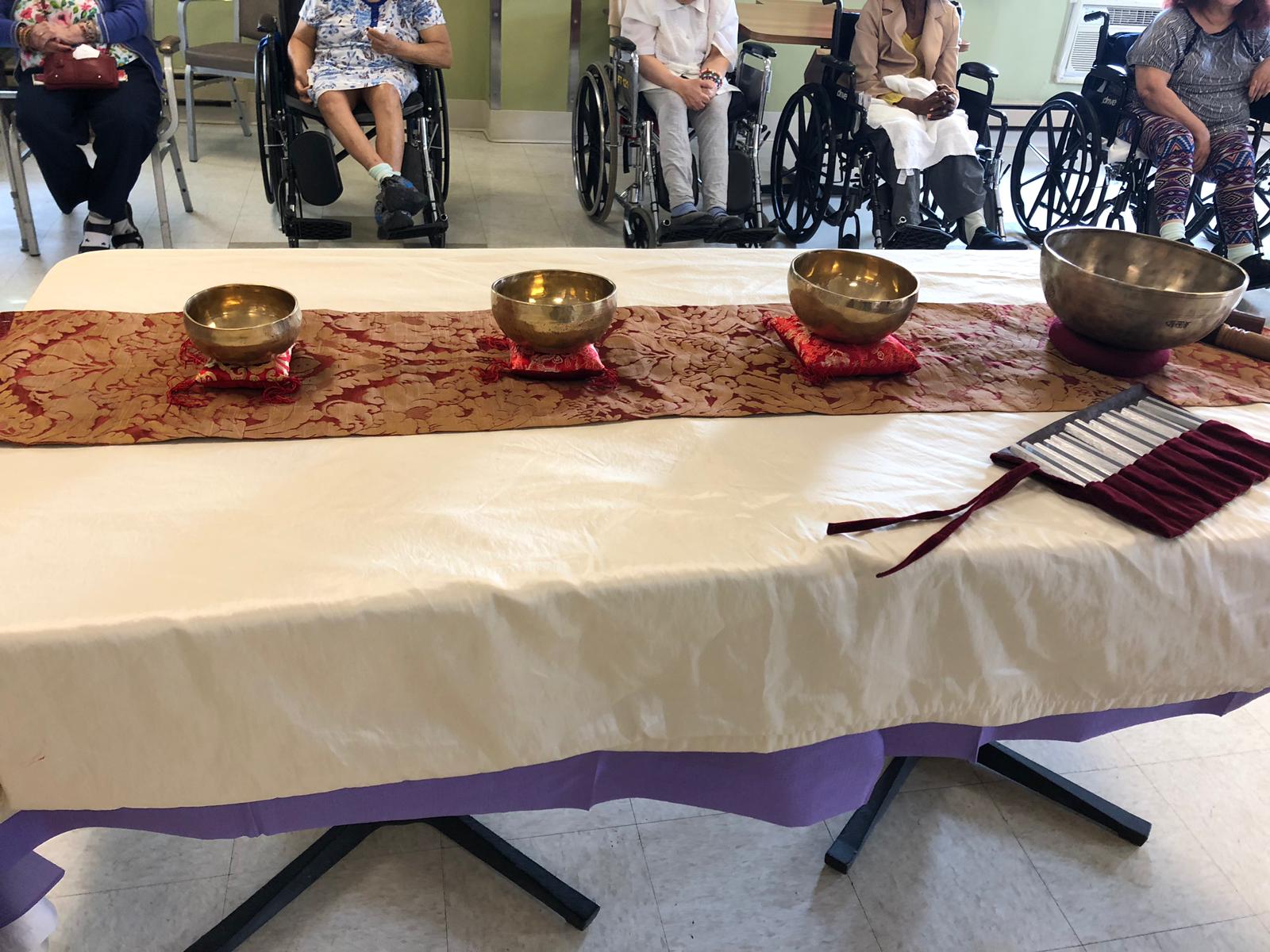 Taking a relaxing sound bath at Fort Tryon